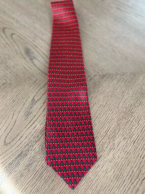 Festive Red Tie with Green Christmas Trees